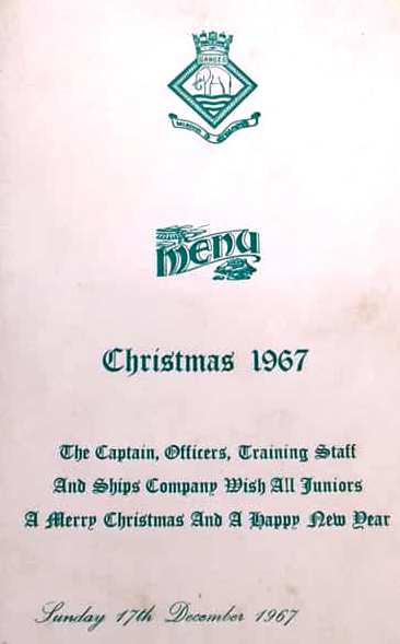1967, 12TH JUNE - CHRIS WAY, 94 RECR., KEPPEL, 2 MESS, 241 CLASS, CHRISTMAS MENU FOR 17TH DECEMBER 1967, COVER BY JAN GUY, 01.