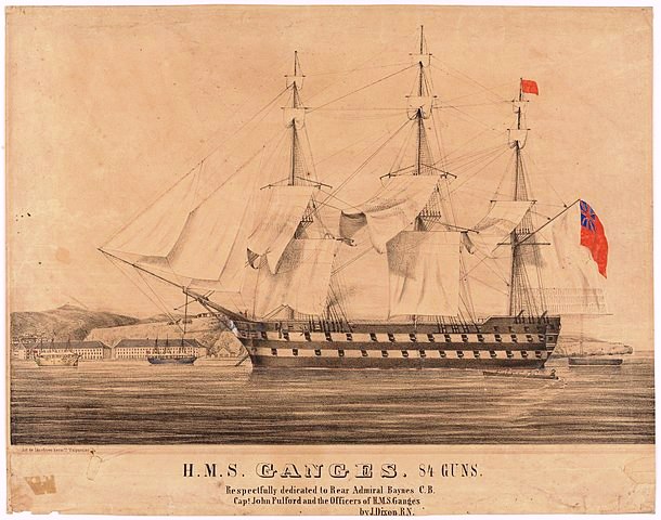 1857 - DICKIE DOYLE, HMS GANGES OFF VALPARISO IN LATE 1857
