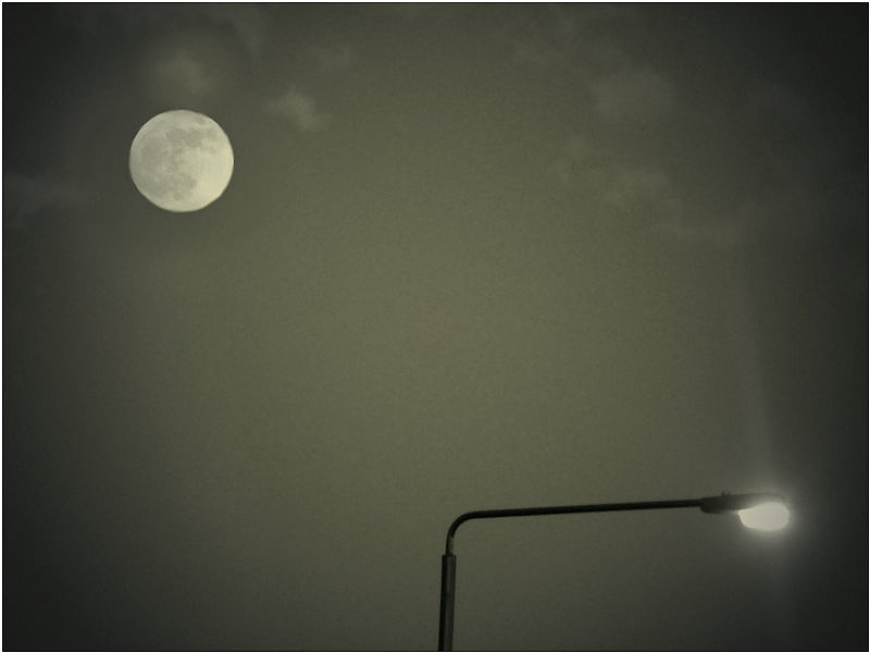 Barnes. South London. Street light V Moon light..jpg