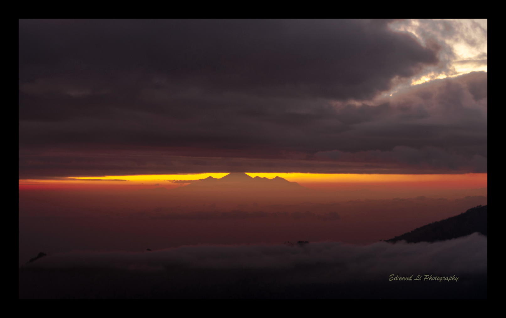Sunrise at Mount Batur- overseeing Mt Agung, the highest Mt in Bali