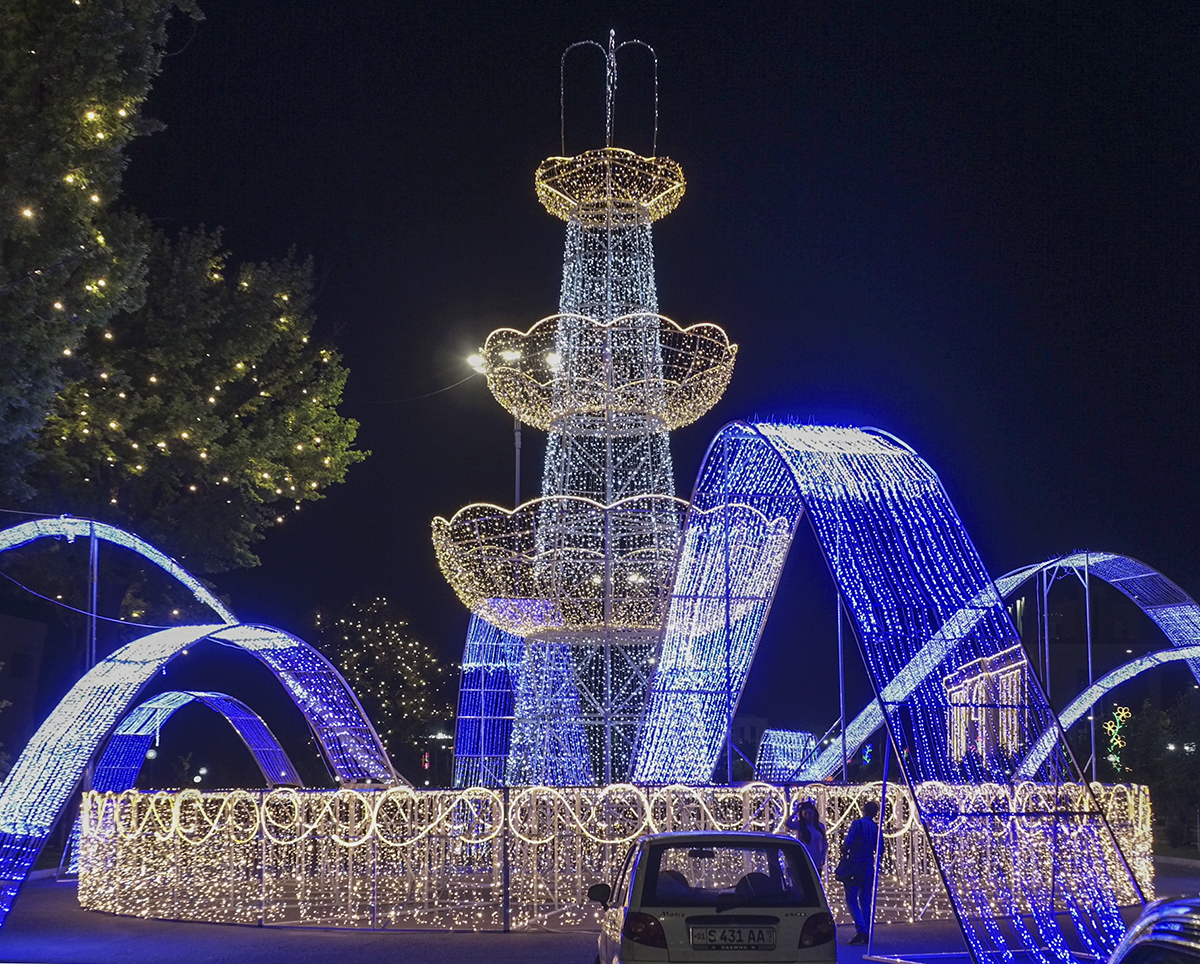 Tashkent flower festival at night