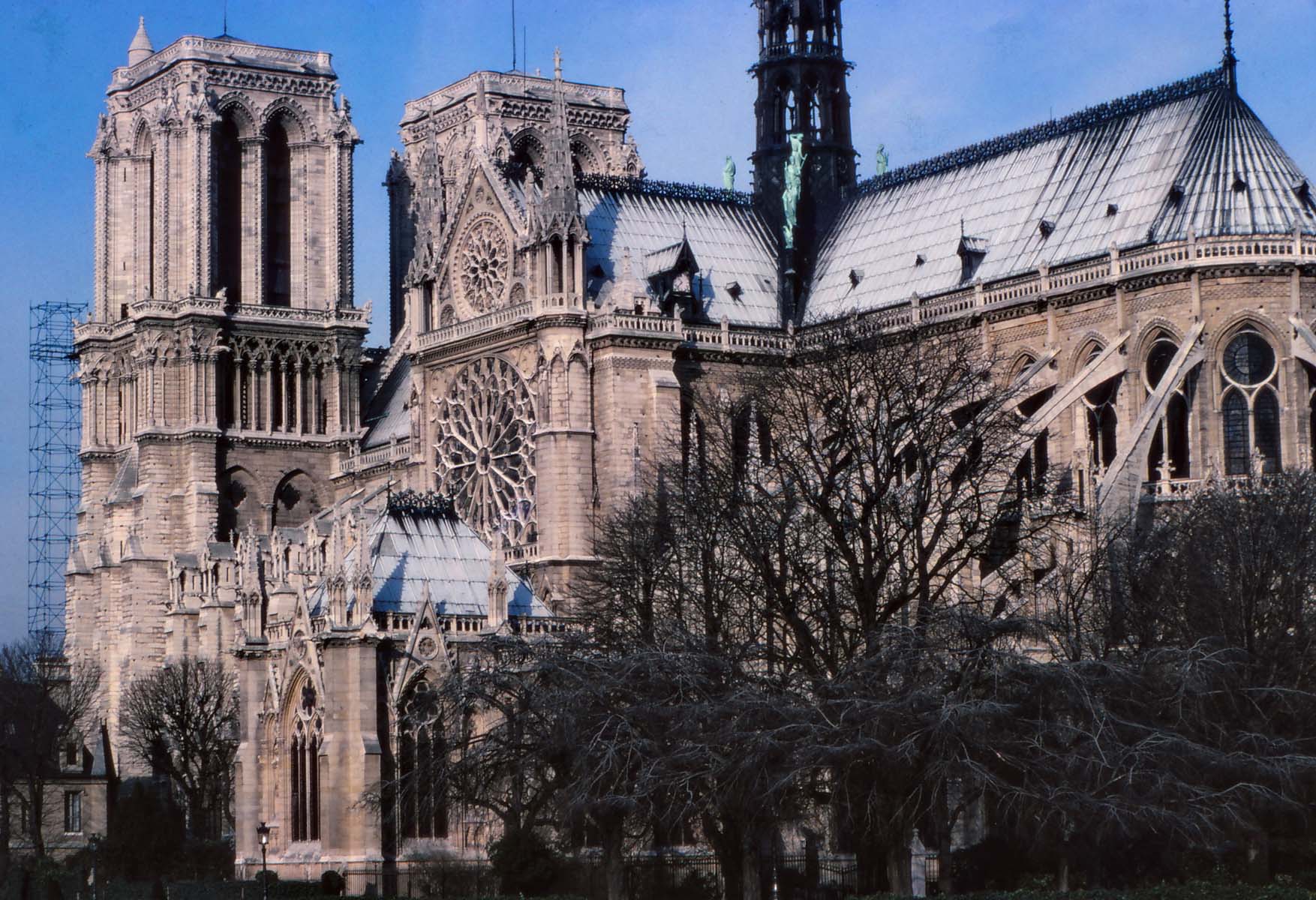 Notre Dame Cathedral viewed from the Quai de la Tournelle.