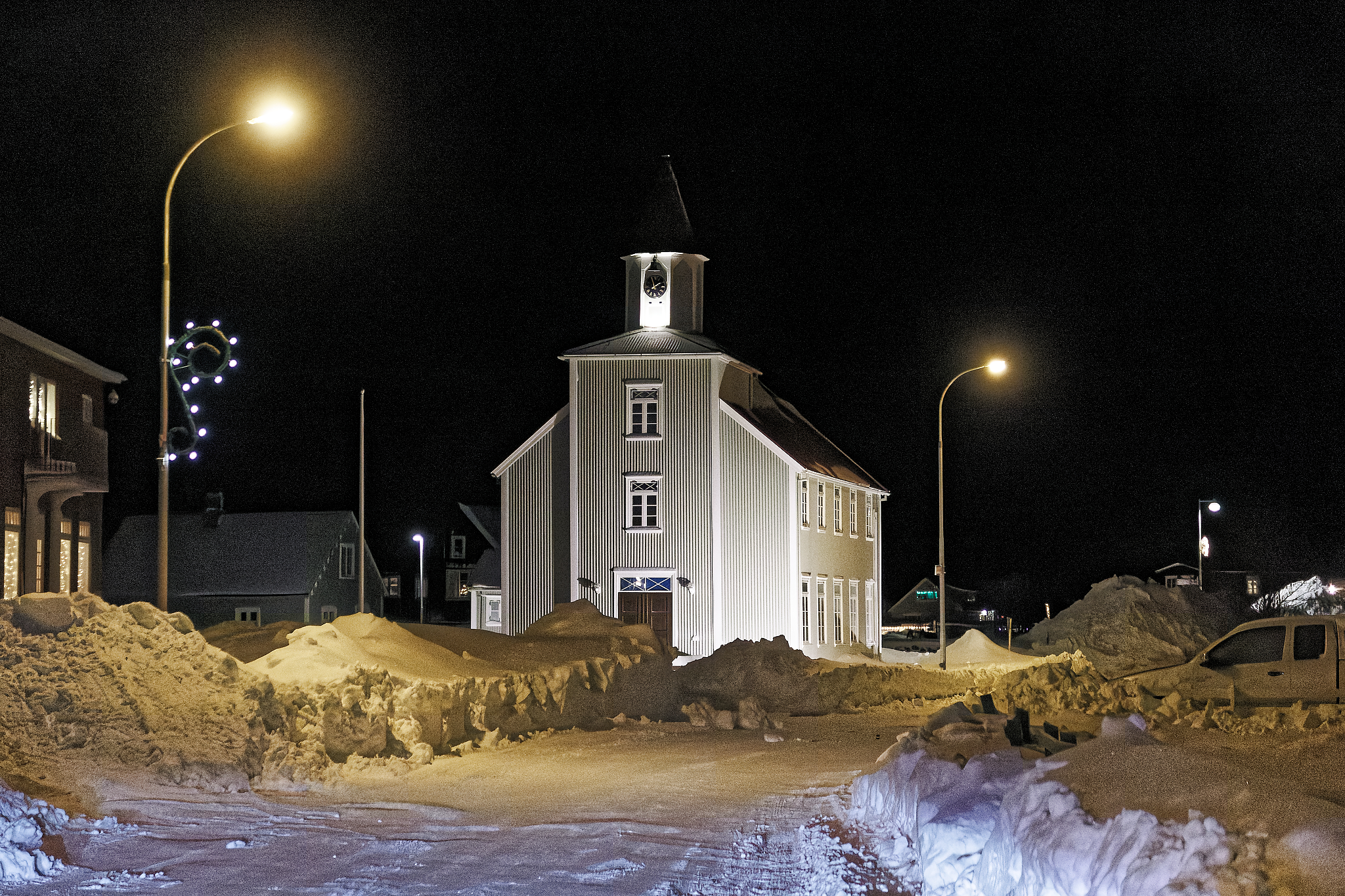 A church in snowy town