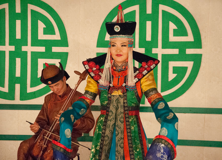 Costumed performer at Tumen Ekh, the National Song and Dance Ensemble of Mongolia