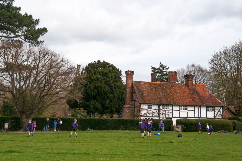 After-school games on the village green at Brockham, Surrey