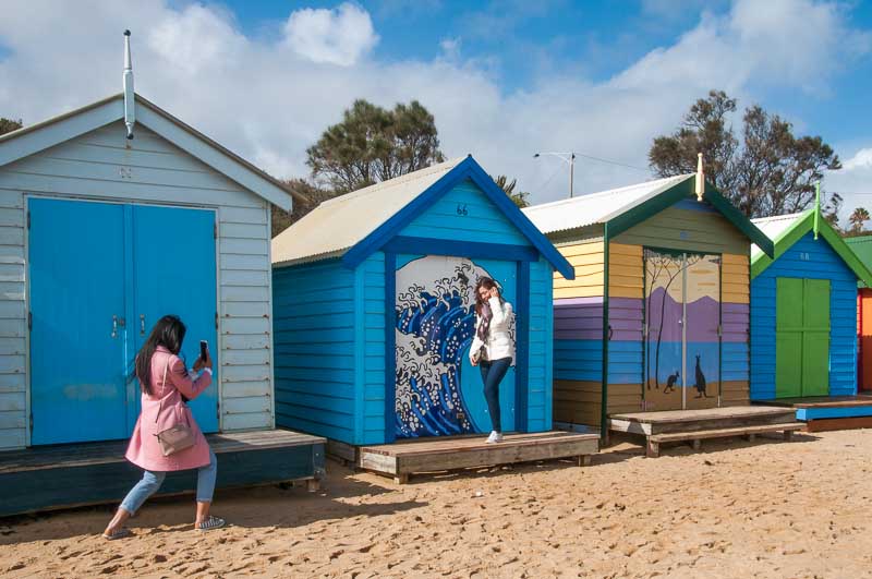 Bathing boxes on Dendy Street Beach, Brighton, Melbourne