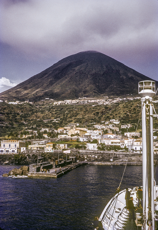 Salina in the Aeolian Islands off Sicily, seen from M/N Lipari, 1974