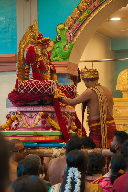 Preparing the deity for its forthcoming procession