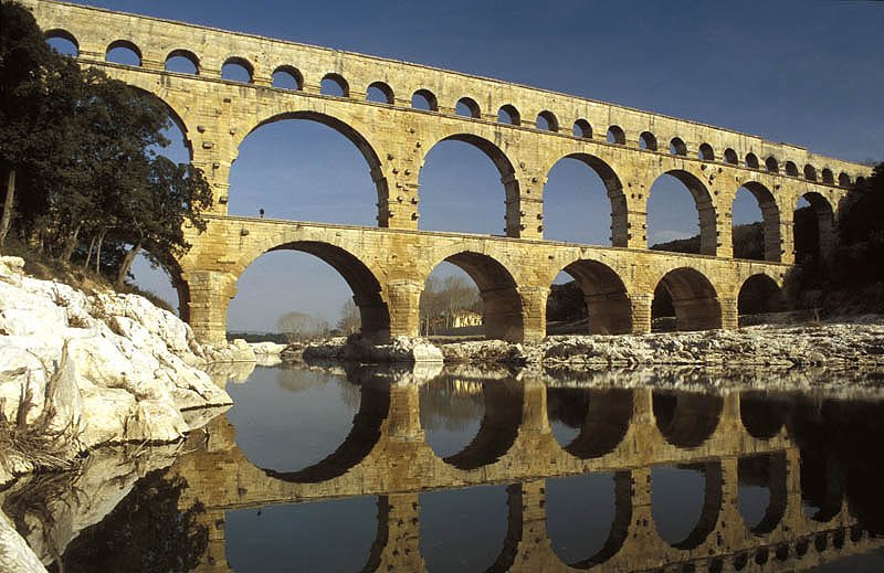 Pont du Gard, built by the Romans in Languedoc, southern France