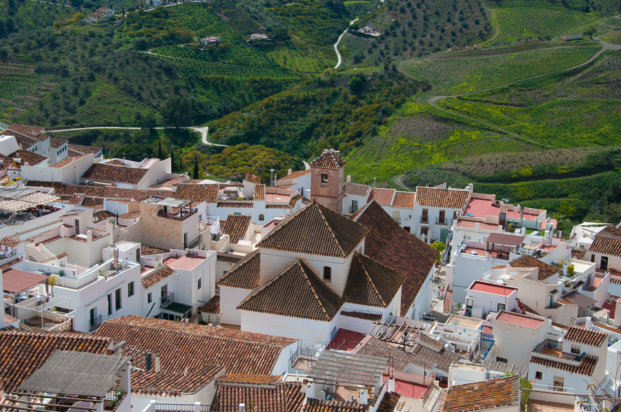 Looking down on Frigilianas rooftops