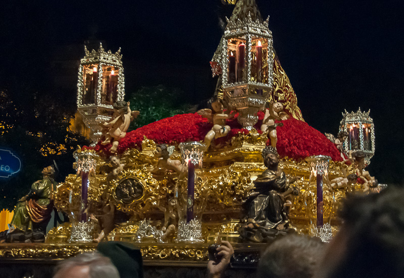 Religious floats or pasos during Semana Santa, the Easter Holy Week processions, in Sevilla, Spain