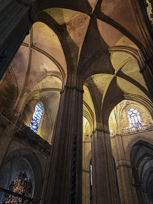 Vaulted ceiling of the 16th c. Gothic cathedral in Sevilla