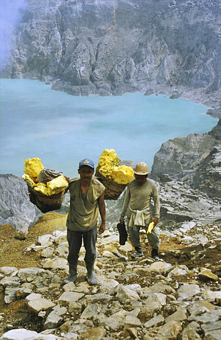 Sulphur mine workers, Ijen