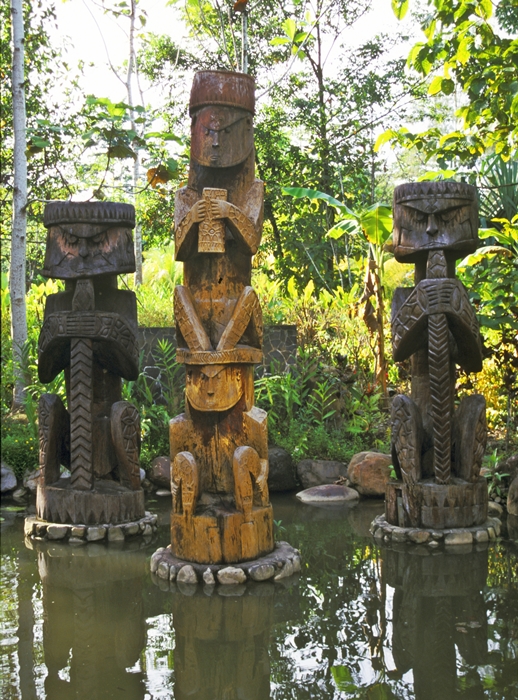 Kamoro totems at the Sheraton Timika
