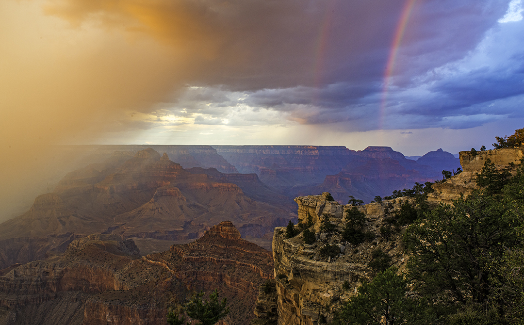 Double rainbow near Mather Point, Grand Canyon National Park, AZ