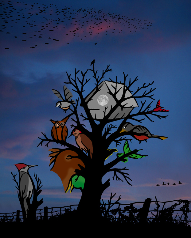 Arbres aux branches oiseaux