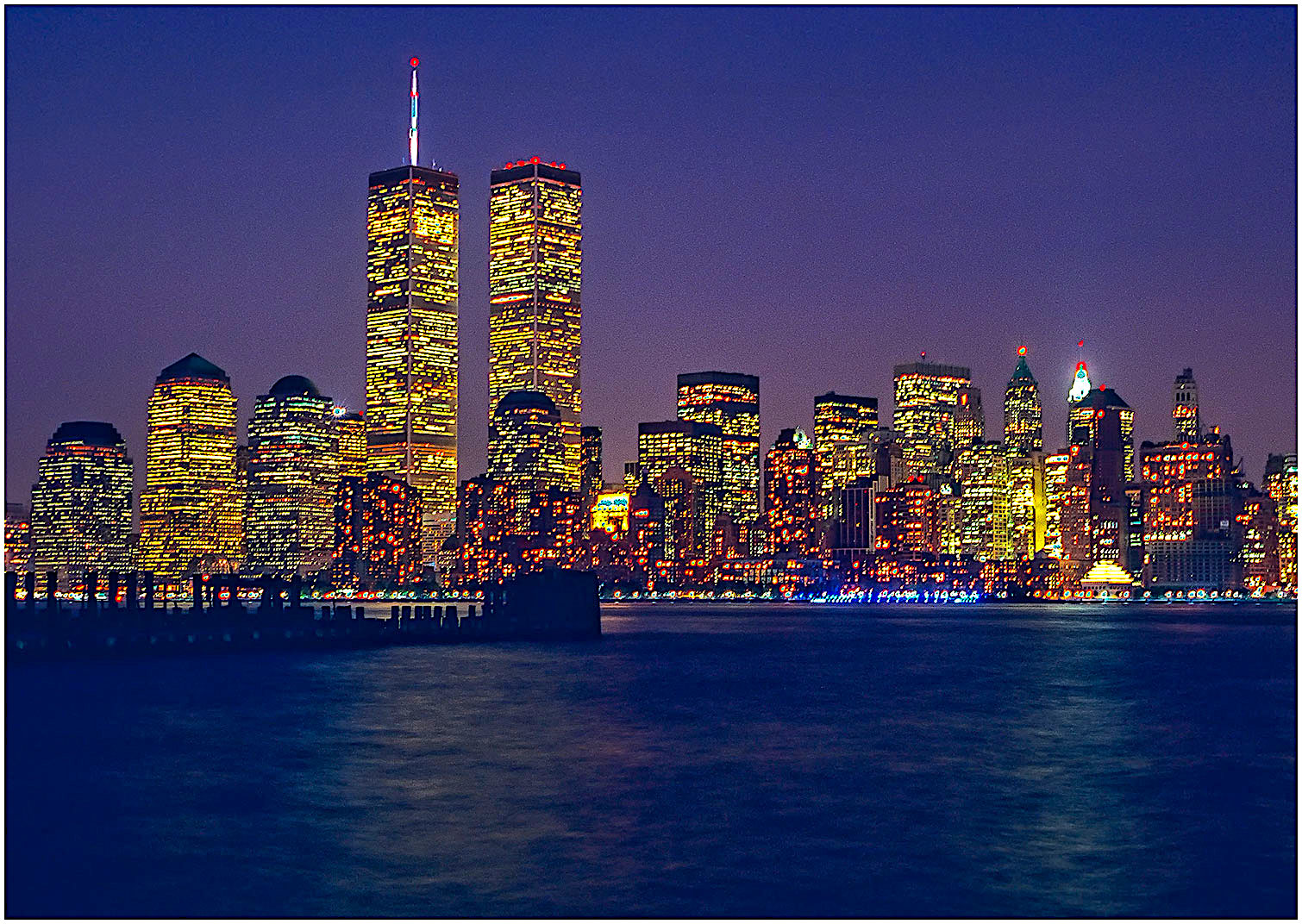 New York Skyline with Twin Towers of World Trade Center