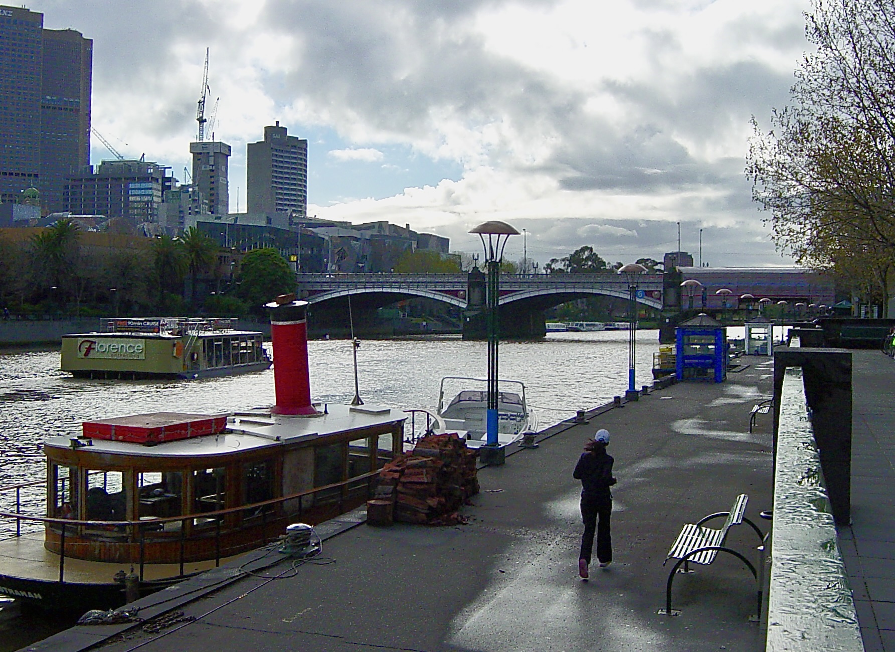 Yarra River Melbourne City side after heavy rain