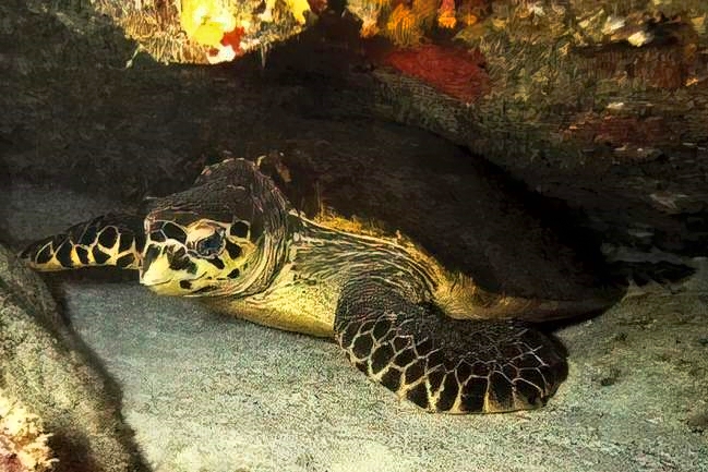 Big Turtle Sleeping on Cave