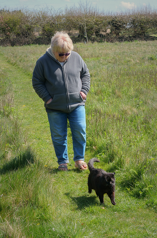 mummy takes Rag Tag for a walk.jpg