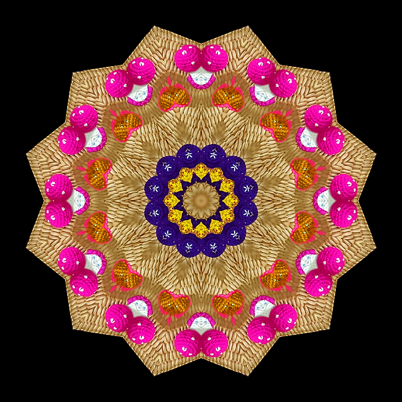 Kaleidoscope created with a picture of a hand-made handbag decorated with textile artwork