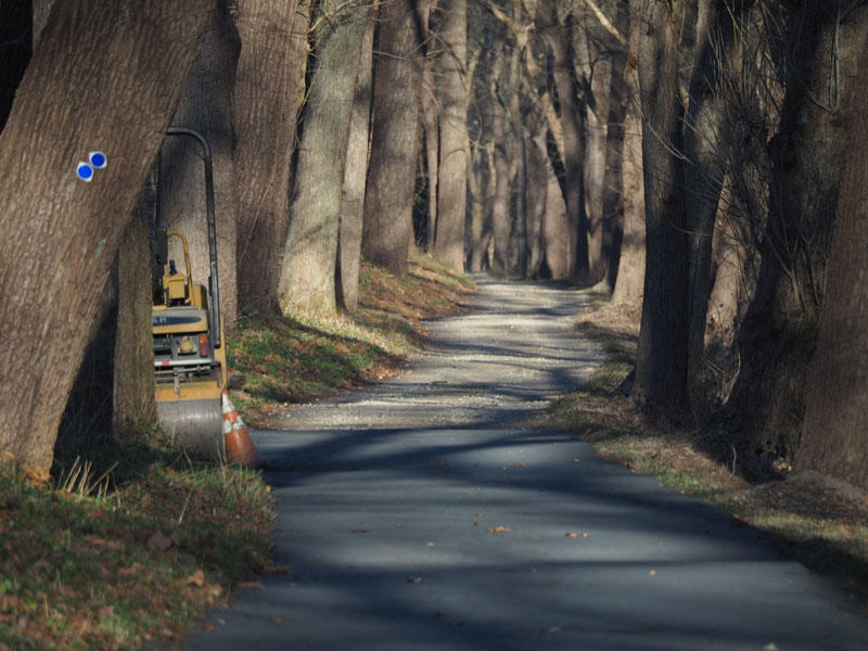 The end of the repaved section of the trail