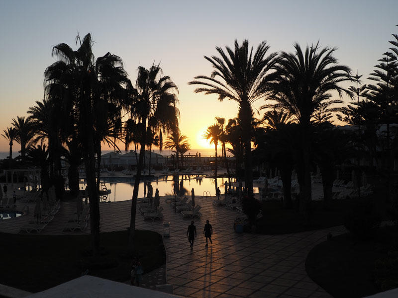 Sunset over the Atlantic Ocean from our hotel