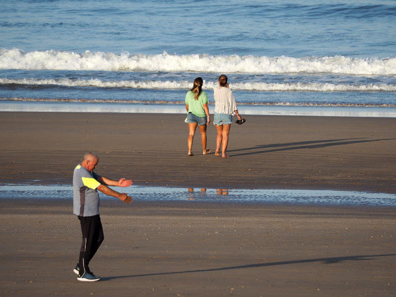 Morning exercises on the beach