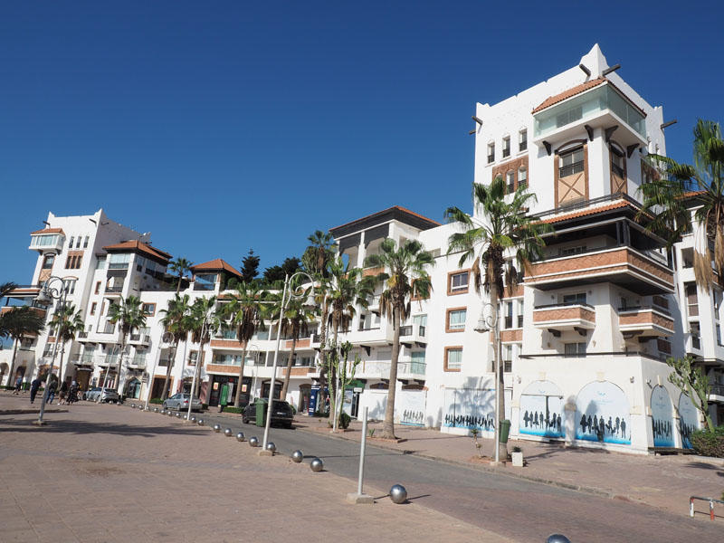 Buildings at entrance to marina