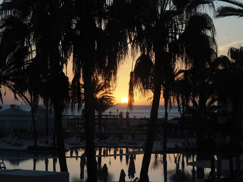 Sunset over the Atlantic Ocean from our hotel
