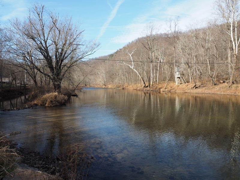 Upstream view of the Cacapon River at the low bridge