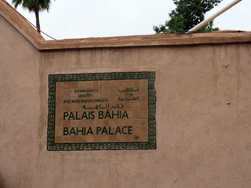 On the wall of the Bahia Palace