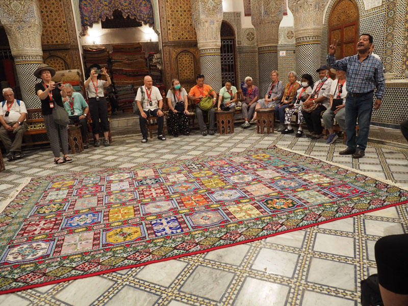 A lecture at the carpet store in the medina