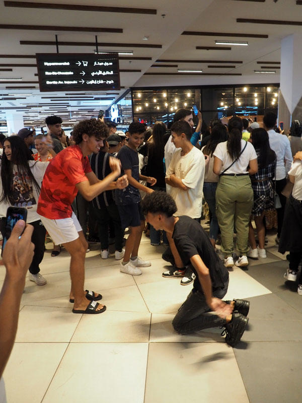Young people dancing in a mall in Rabat