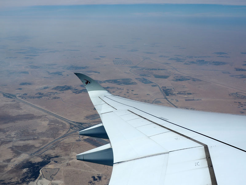 Making a turn over the desert