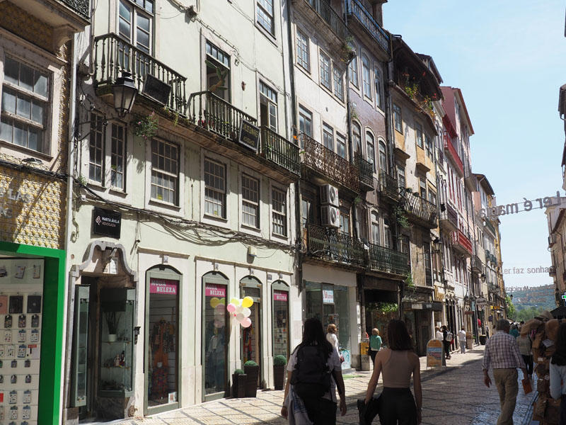The main drag in the town square in Coimbra
