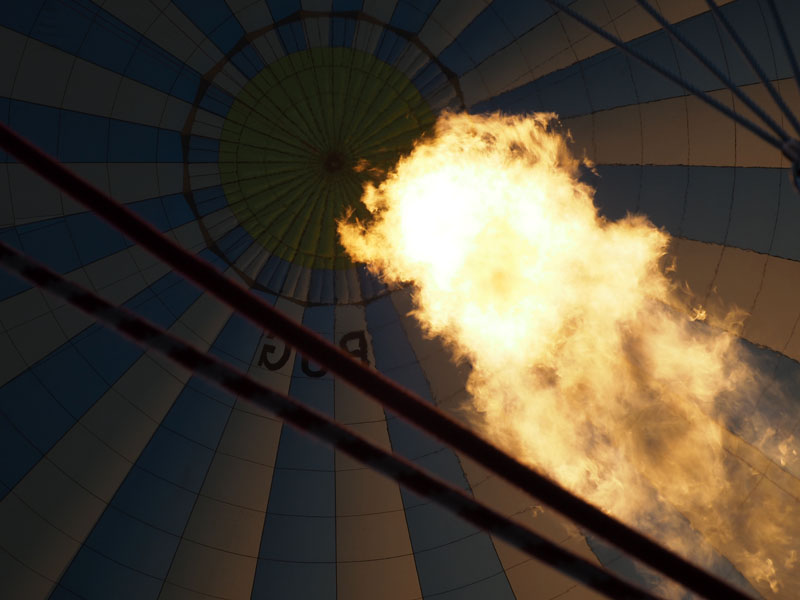 lighting up from a propane tank in the balloon