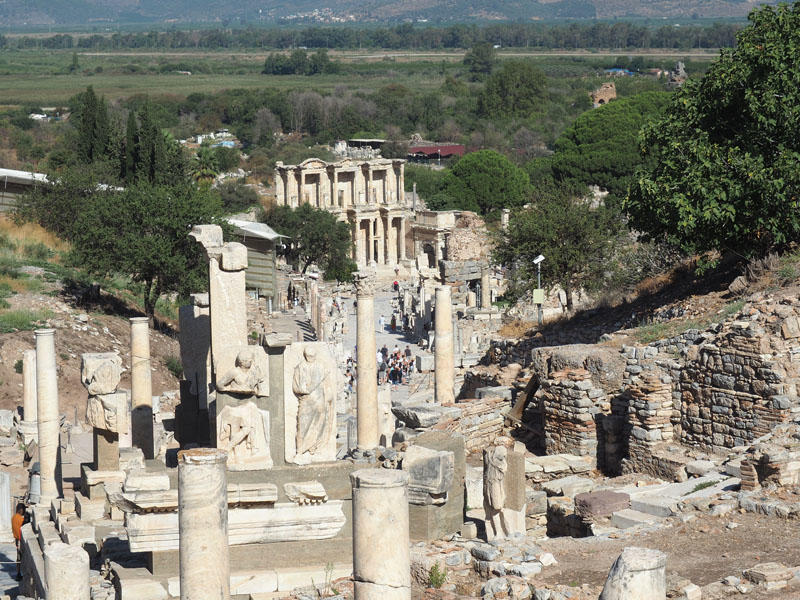 Looking down at the old bay and Celsus library