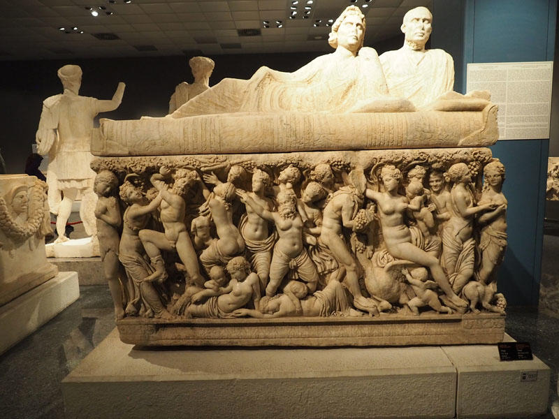 Imagery on a sarcophagus - Antalya museum