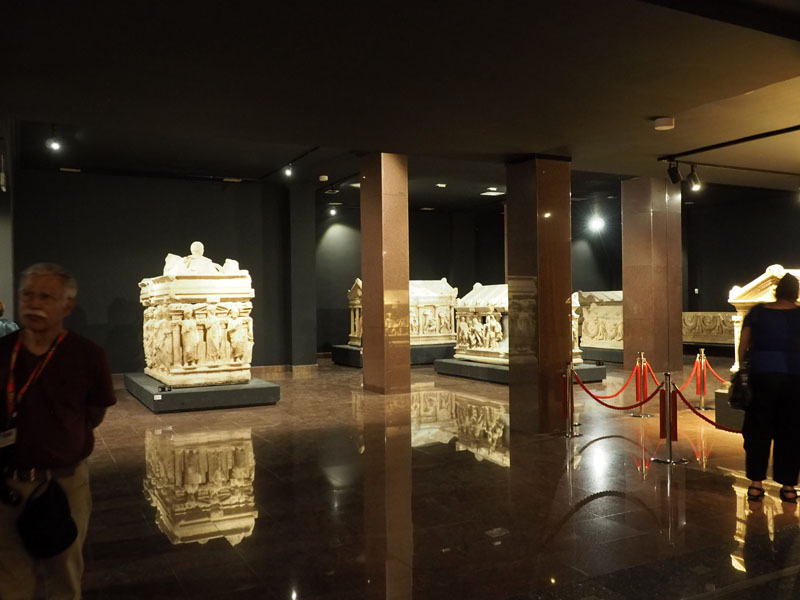 Room full of Sarcophagi in Antalya museum