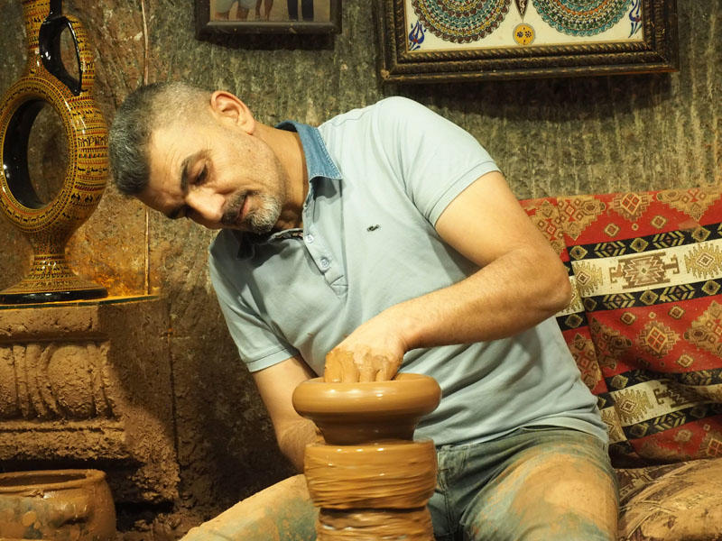 Working on the potter's wheel