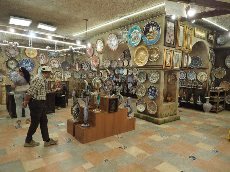 In the pottery store
