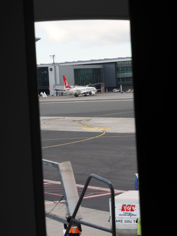 Looking out the back of our aircraft at Istanbul airport