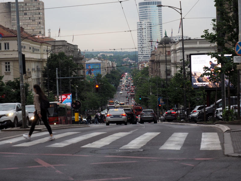 Crossing the road in Belgrade