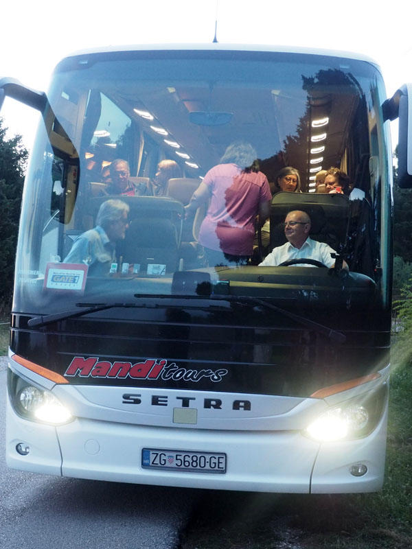 Boarding the bus for the last ride