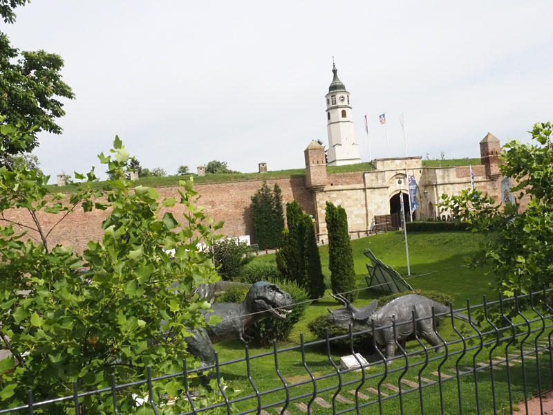 A dinasaur park between the first and second gates of the fortress