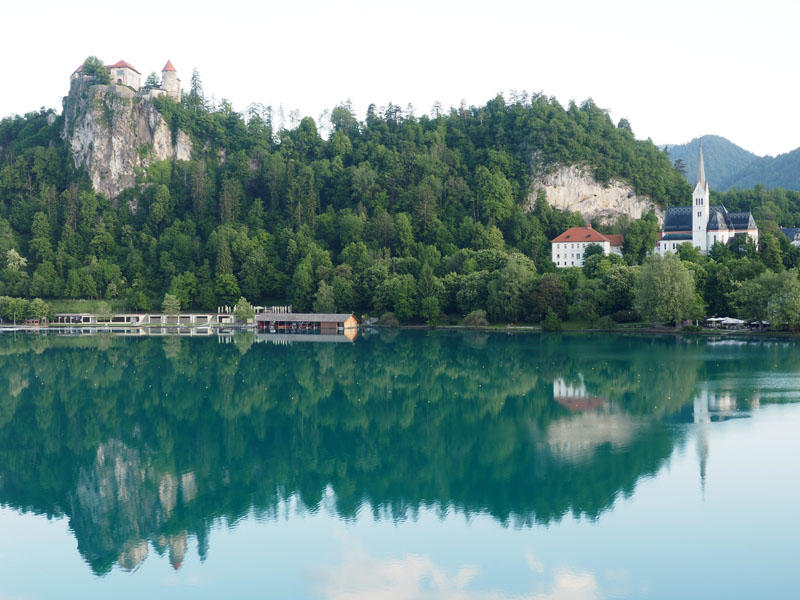Bled Castle and Lake Bled in the morning
