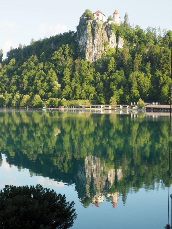 Bled Castle on Bled Lake early in the morning