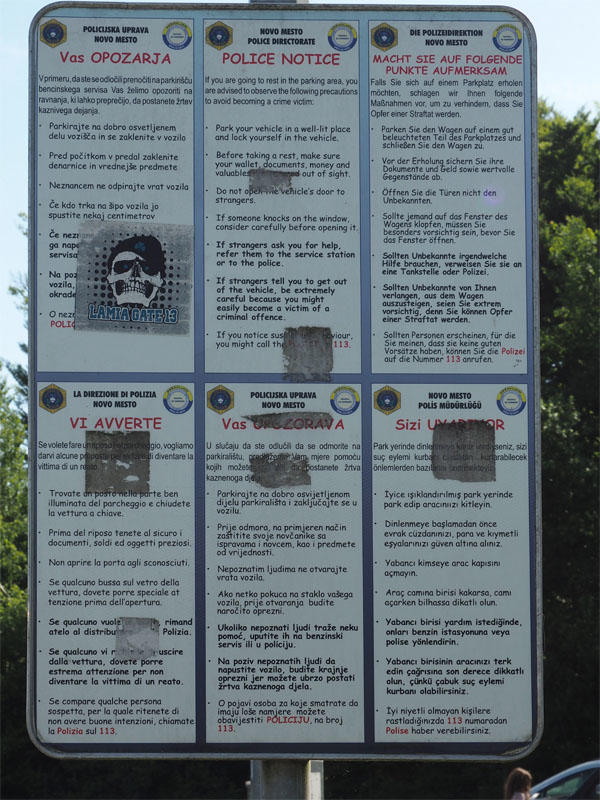 Advice at the rest area near Kumrovec