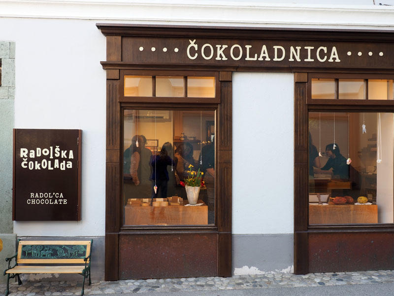 The chocolatier store front in Radovljica